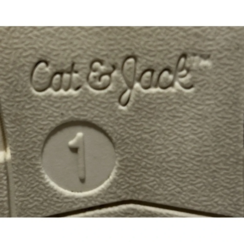 Cat & Jack Bosley Mock Toe Boots Kids Size‎ 1, Black/White Lace Up, Side Zipper